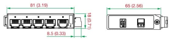 Porte på Moxas unmanaged Ethernet Switch