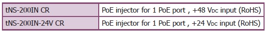 illustration af de 2 PoE Injector tNS-200IN modeller